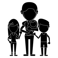 mom with childrens and baby pictogram vector illustration eps 10