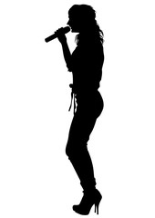 Singer women in pop style on white background
