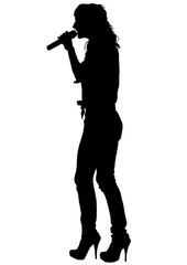 Singer women in pop style on white background