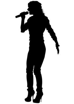 Singer women in pop style on white background