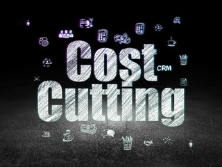 Finance concept: Cost Cutting in grunge dark room