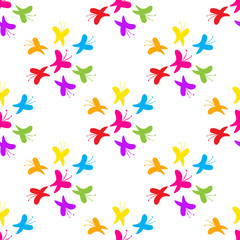 Group of butterflies seamless background