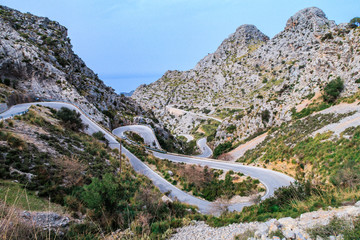 Serpentine road direction sa calobra, mallorca