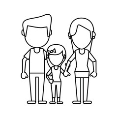 parents with daugther family thin line vector illustration eps 10