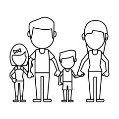 family parents son daughter thin line vector illustration eps 10