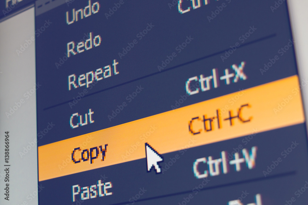 Fototapete Software menu item with copy command