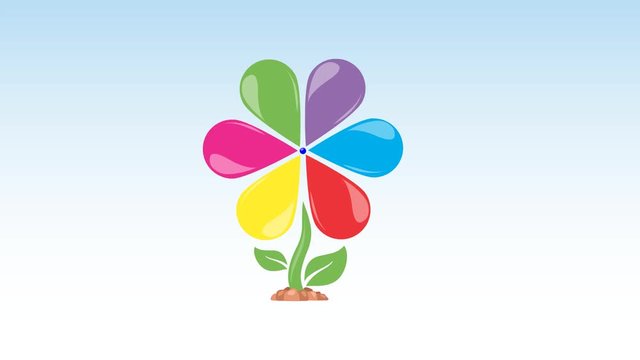 Animation loading process in the form of multi-colored flower petals
