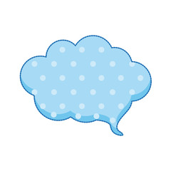 sticker callout for dialogue shape of cloud with blue background and dots vector illustration
