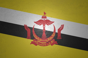 Flag of Brunei on stone background, 3d illustration