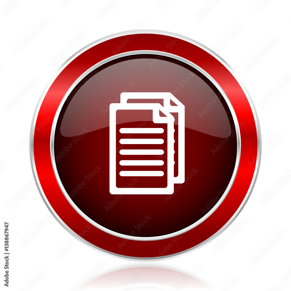 Aufkleber document red round glossy vector web icon. circle modern design chrome metal border abstract sign fo
