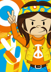 Cute Cartoon Sixties Hippie
