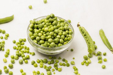 Raw Peas, Isolated on White Background, Top View