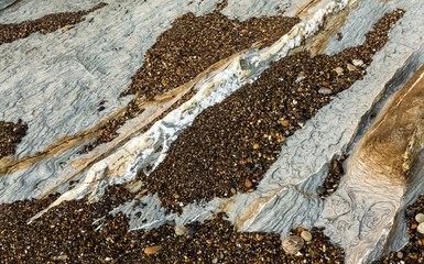 Details of rock layers and strata.