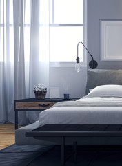Modern design of  bedroom 3d Render