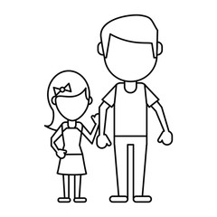father and daughter holding hands thin line vector illustration eps 10