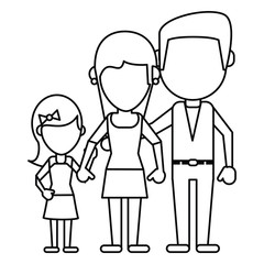 parents with daughter family thin line vector illustration eps 10