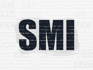 Stock market indexes concept: SMI on wall background