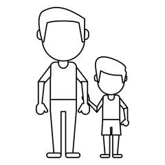 father and son holding hands thin line vector illustration eps 10