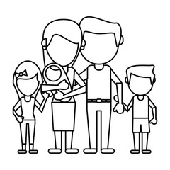 family parents childs and baby thin line vector illustration eps 10