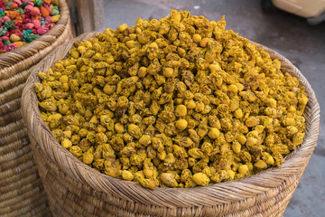 Spices and herbs  on street stal at Morocco traditional market.