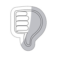 sticker grayscale contour with 3d hand with signal disappointed close up vector illustration