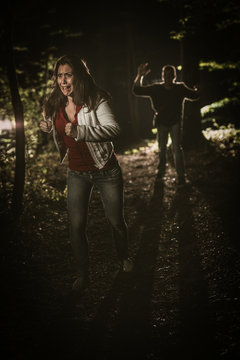 Girl Escape Through The Forest