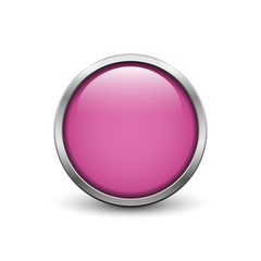 Pink button with metal frame and shadow