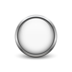 White button with metal frame and shadow