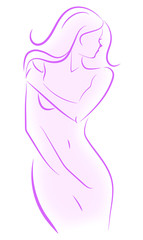 Obraz na płótnie Canvas Donna silhouette, figura femminile, bellezza, prodotti di bellezza, igiene intima