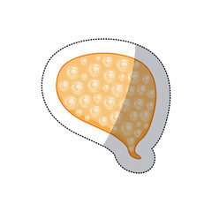 callout for dialogue shape rounded sticker with orange background and swirls vector illustration