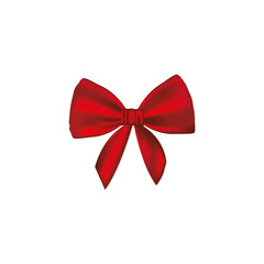 realistic cute red ribbon with bow vector illustration