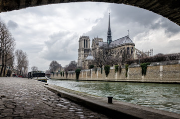 Paris scenic view on Notre-Dame and Ile de la cite