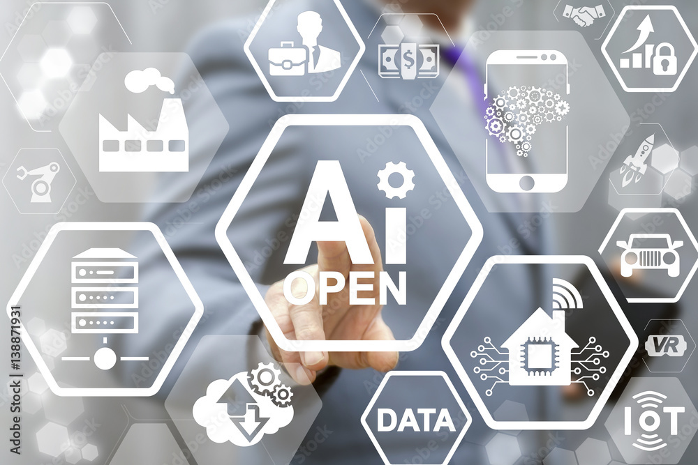Wall mural ai open industry 4.0 business smart city it computing integration concept. security artificial intel