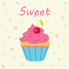 Vector card with cake shop topic.