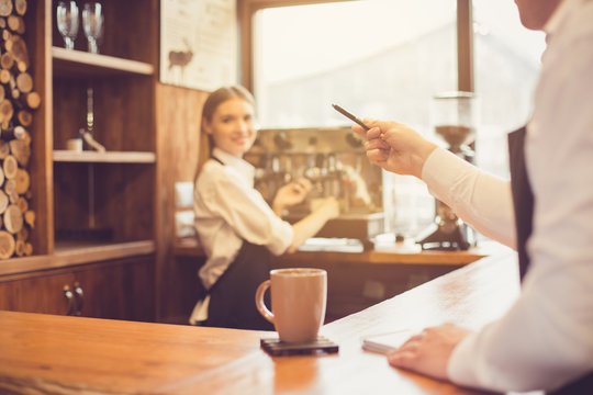 Concept for professional barista in coffee shop