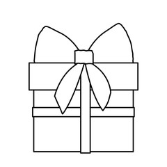 silhouette gift box with ribbon wrapping vector illustration