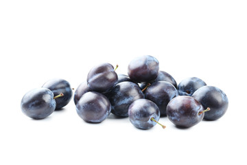 Tasty and ripe plums isolated on a white