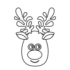 silhouette cartoon cute face reindeer animal vector illustration
