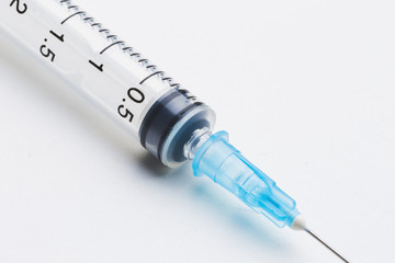 Disposable syringe in the row