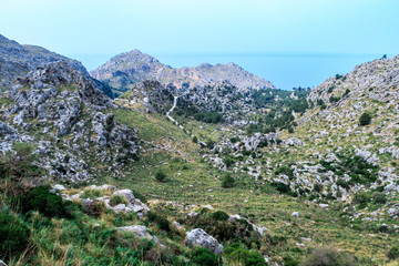 Fototapeta na wymiar Serpentine road direction sa calobra, Mallorca