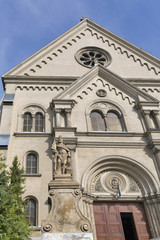 Fototapeta na wymiar Saint Florian statue at Carmelita Basilica. Keszthely, Hungary.