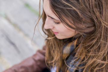 close up outdoors portrait of a beautiful woman