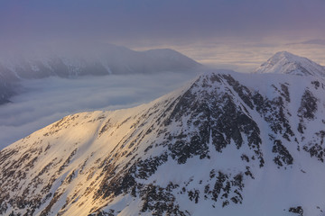 Fototapeta na wymiar Fagaras Mountains in winter, Romania