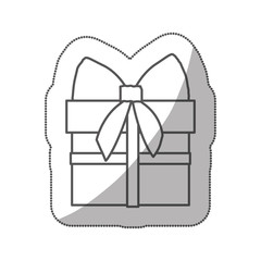 sticker silhouette gift box with ribbon wrapping vector illustration