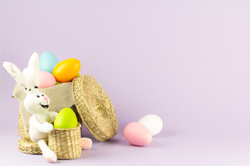 easter eggs in rustic basket