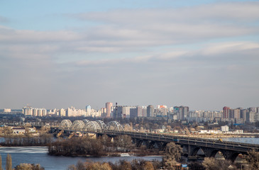 Fototapeta premium bird's-eye City bridge over the river