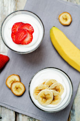 Greek yogurt strawberry and banana parfaits