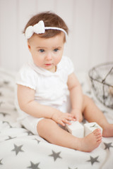Fototapeta premium little girl with cubes