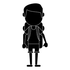 man wearing short with backpack travel pictogram vector ilustration eps 10