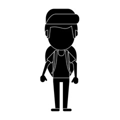 man backpack and cap pictogram vector illustration eps 10